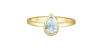 Yellow Gold Lab-Grown Center Diamond With Earth Mined Accent Diamonds Solitaire Engagement Ring.