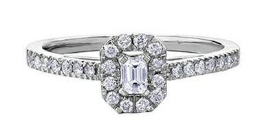 White Gold Diamond Engagement 0.10 CTR0.33 Ct Total Diamond Weight