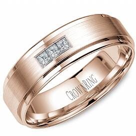 Rose Gold Diamond Wedding Band 0.15 Ct Total Diamond Weight