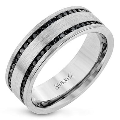 White Gold Black Diamond Mens Band.