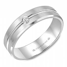 White Gold Diamond Wedding Band 0.05 Ct Total Diamond Weight