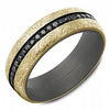 Tantalum, Yellow Gold Black Diamond Mens Band.