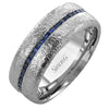 White Gold Blue Sapphire Mens Band.