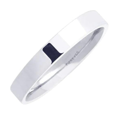 White Gold High Polish, Flat 4.0mm Wide.Wedding Band. Stock Size: 6 (Alternate sizes available)