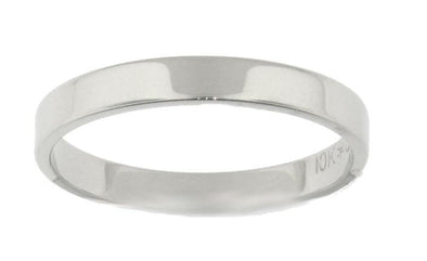 White Gold High Polish, Flat 2.5mm Wide.Wedding Band. Stock Size: 6 (Alternate sizes available)