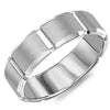 White Gold Mens Band. With Brushed Finish And High Polish, Bevelled Edge