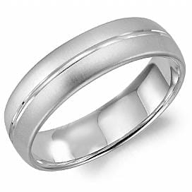 White Gold Mens Band. Comfort Fit With Brushed Finish