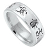 White Gold "Live, Love, Laugh" Mens Ring. 8.0mm Wide.