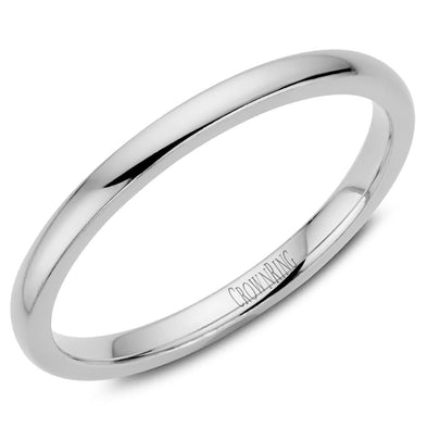 White Gold Comfort Fit, High Polish, Domed 2mm Wide.Wedding Band. Stock Size: 7 (Alternate sizes available)