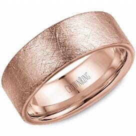 Rose Gold Wedding Band Diamond Brushed