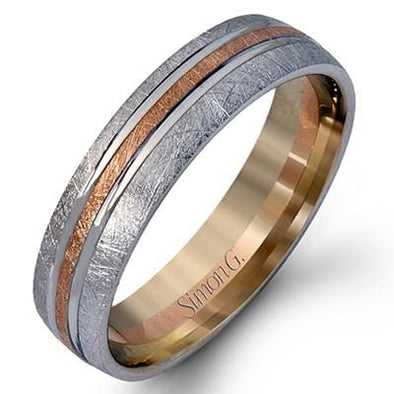 White Gold Diamond Brushed Mens Band.