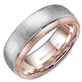 White Gold, Rose Gold Wedding Band Diamond Brushed