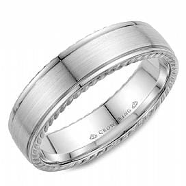 White Gold Wedding Band Brushed