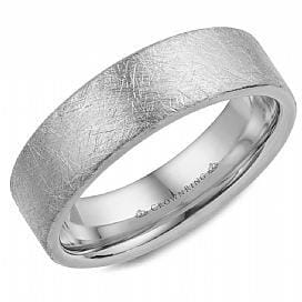 White Gold Wedding Band Brushed