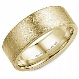 Yellow Gold Wedding Band Brushed, Textured