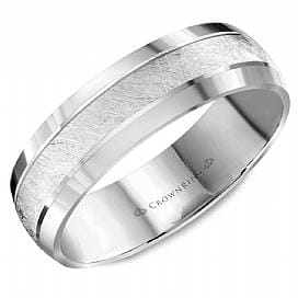 White Gold Wedding Band Diamond Brushed