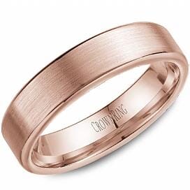 Rose Gold Wedding Band Comfort Fit, Brushed