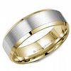 White Gold Wedding Band Comfort Fit, Brushed, Bevelled Edge