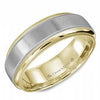 White Gold Wedding Band Comfort Fit, Brushed, Bevelled Edge