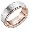 Rose Gold Mens Band. With Frosted Hammered Texture