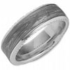 White Gold 7.5mm Wedding Band with Grey Enamel Inlay