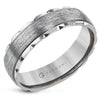 White Gold Textured Mens Band.