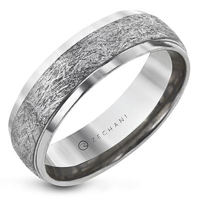 White Gold Diamond Brushed Mens Band.