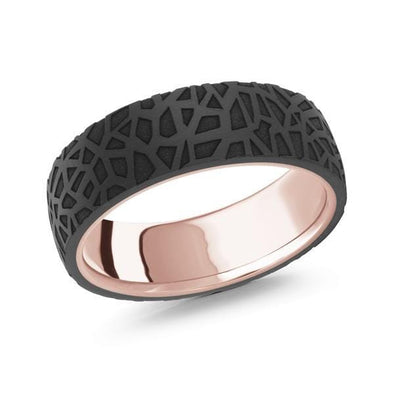 Rose Gold Carbon Fiber Mens Band.