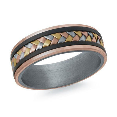 Tantalum, Tri-Gold Braided Mens Band.