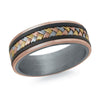 Tantalum And Rose Gold Mens Band. Braided Tri-Gold Inlay