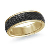 Yellow Gold Mens Band. With Carbon Fiber Inlay