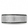 White Gold Mens Band. Black Enamel Edge Diamond Brushed Finish