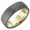 Tantalum, Yellow Gold Mens Band. Hammered Finish