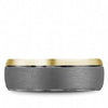 Tantalum, Yellow Gold Mens Band. Brushed Finish High Polish Edge