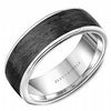 White Gold Forged Carbon Fiber Mens Band.