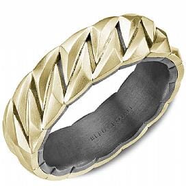 Tantalum, Yellow Gold Mens Band. Brushed Finish