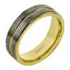 Yellow Gold, Grey Gold Mens Band. Brushed Finish High Polish Edge