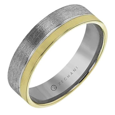 White Gold Textured Mens Band.