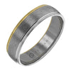 White Gold Brushed Finish High Polish Edge Mens Band.