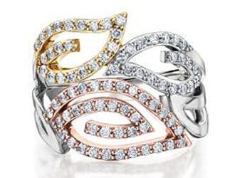 Yellow Gold, White Gold, Rose Gold Diamond Ring.