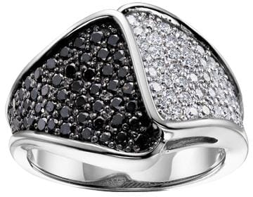 White Gold Black and White Diamond Ring.