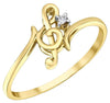 Yellow Gold Diamond "Treble Clef" Ring.