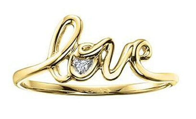 Yellow Gold Diamond "Love" Ring.