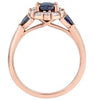 Rose Gold Blue Sapphire, Diamond Ring.