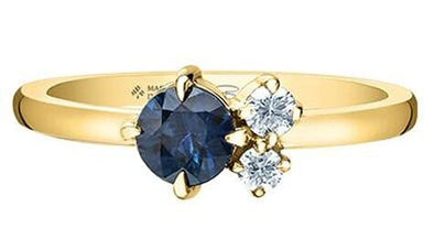 Yellow Gold Blue Sapphire, Canadian Diamond Ring.