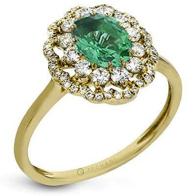 Yellow Gold Emerald, Diamond Ring.