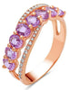 Rose Gold Pink Sapphire, White Sapphire, Diamond Ring.