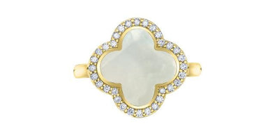 Yellow Gold Mother of Pearl, Diamond Ring.