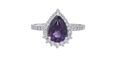 White Gold Amethyst, Diamond Ring.