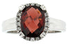 White Gold Garnet, Diamond Ring.